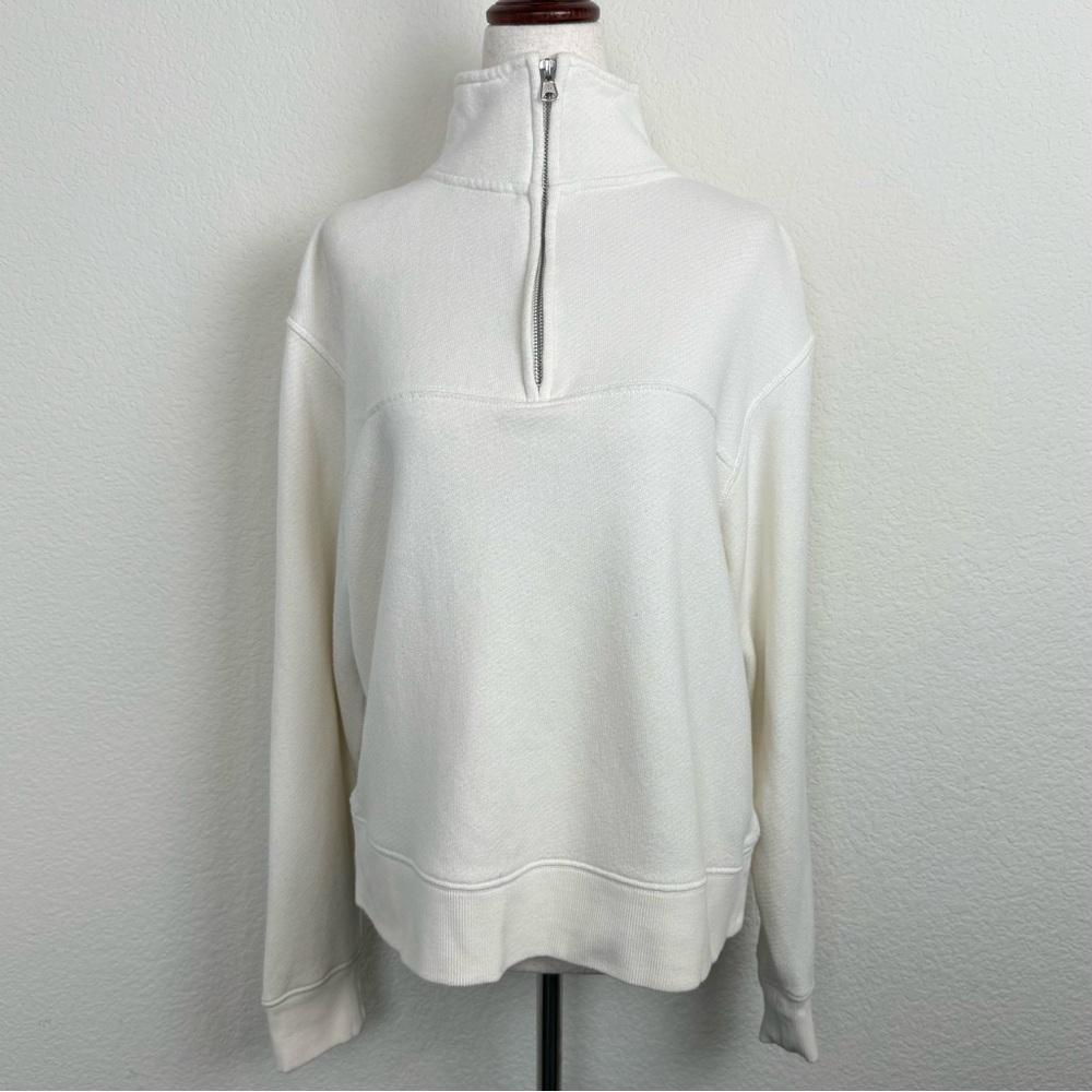 Jenni Kayne Quarter Zip Sweatshirt in Cream Size Small - Picture 2 of 14